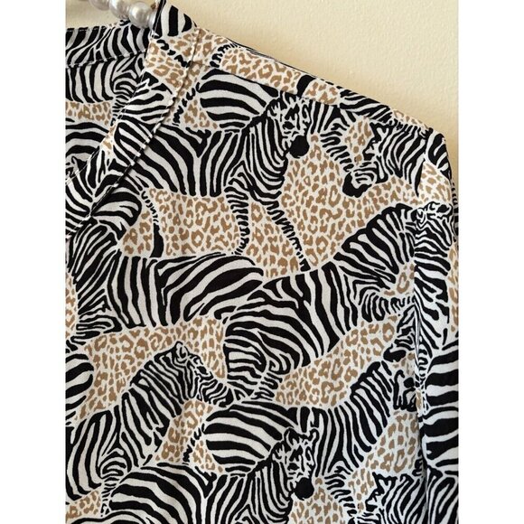 J.Crew Factory Women's Size Small Blouse Zebra Leopard Mixed Animal Print - Picture 3 of 5